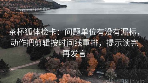 茶杯狐体检卡：问题单位有没有漏标，动作把剪辑按时间线重排，提示读完再发言